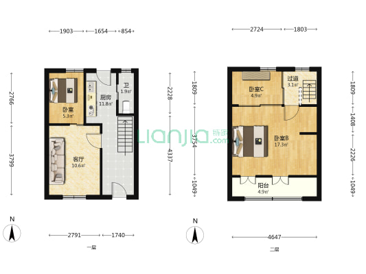 兴安小区 3室1厅1卫 67平方