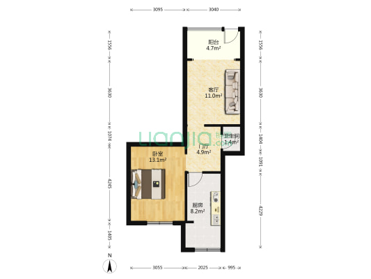 实业街25号 1室1厅1卫 51平方