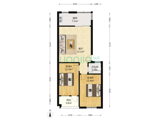 丽晶新村 2室1厅1卫 85平方