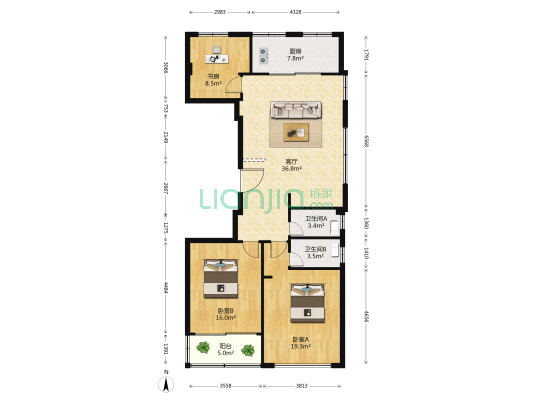 宋竹路25弄 3室1厅2卫 135平方