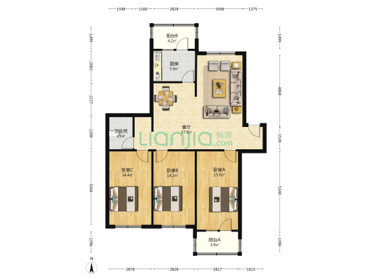 东北师大附中家属楼 3室1厅1卫 124平方