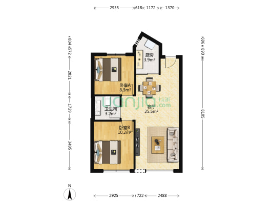 新力范 2室1厅1卫 73平方