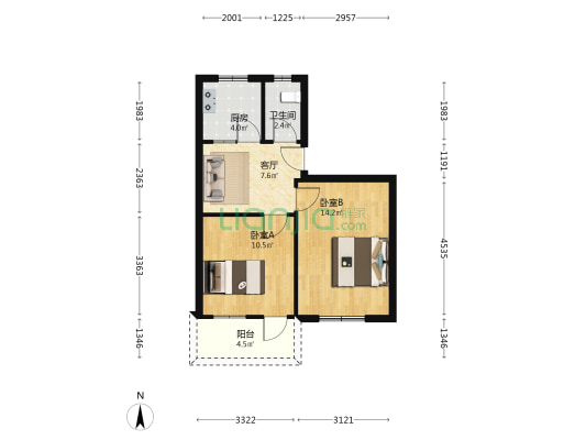 合肥工业大学西村 2室1厅1卫 54平方