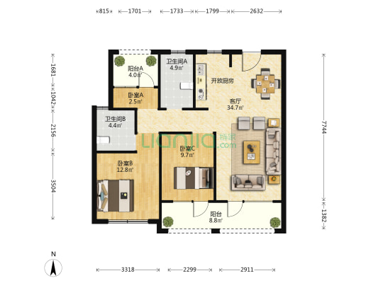 青岛印象·和 3室1厅2卫 139平方