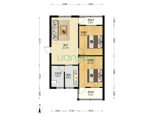 金河新村 2室1厅1卫 77平方