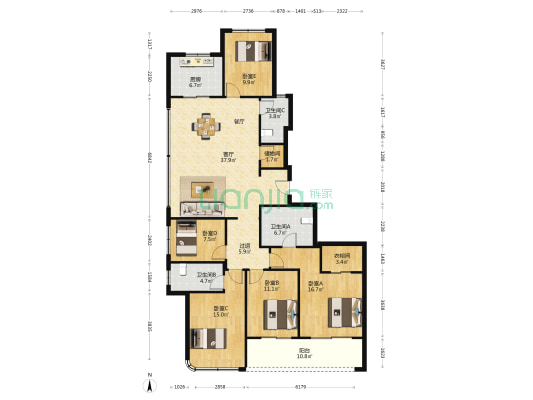 潮听映月 5室1厅3卫 183平方