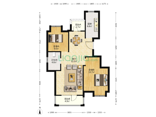 君兰苑 2室1厅1卫 93平方