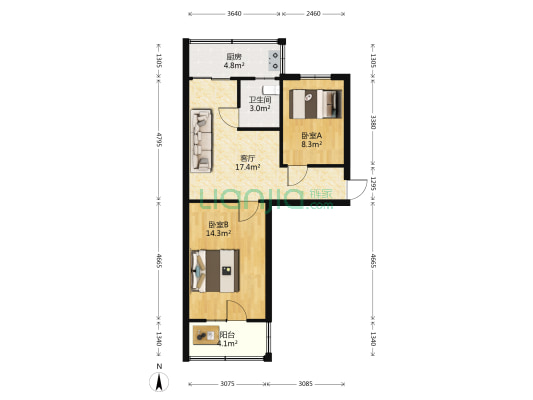 太原市通信分公司义井住宅小区(万柏林区) 2室1厅1卫 62平方