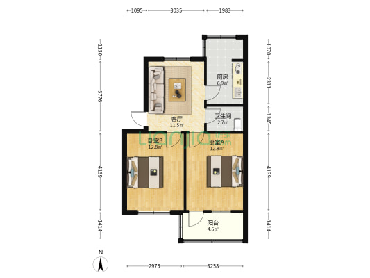 荷花路 2室1厅1卫 60平方