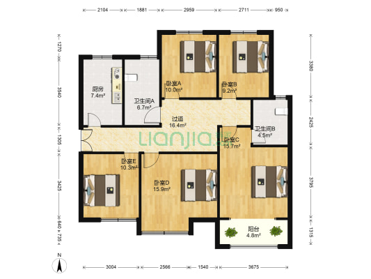 裕华广场 5室0厅2卫 132平方