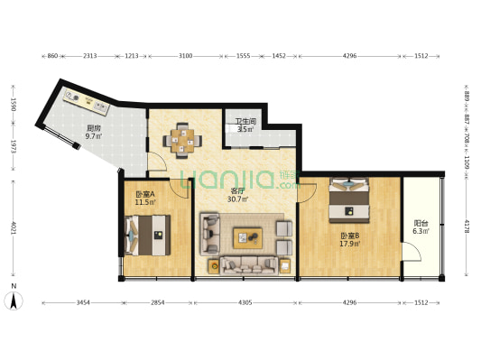 商务厅家属院（底巷子） 2室1厅1卫 93平方