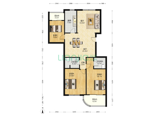 好望角公寓 3室2厅2卫 131平方
