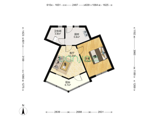 梅陇十村 1室1厅1卫 49平方