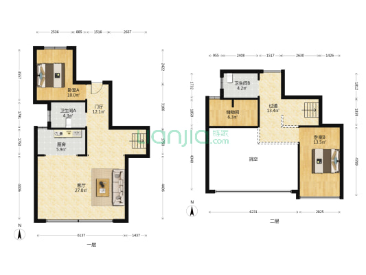 融创云潮府 2室1厅2卫 126平方