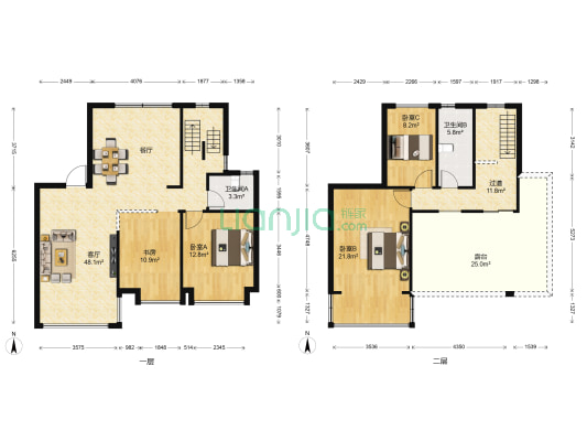 实力山语间 4室1厅2卫 112平方
