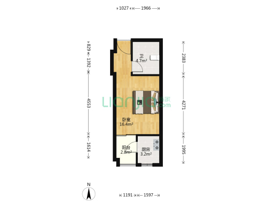 冠徽苑公寓 1室0厅1卫 38平方
