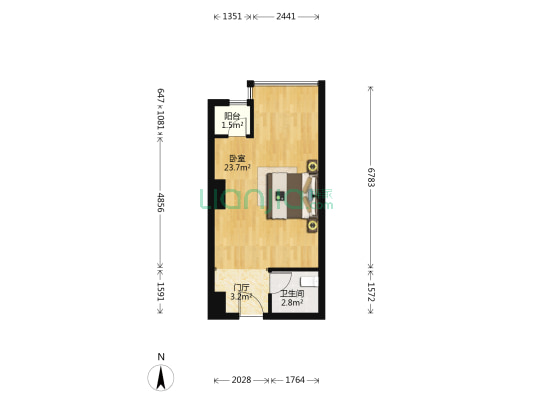 方略90公馆 1室0厅1卫 43平方