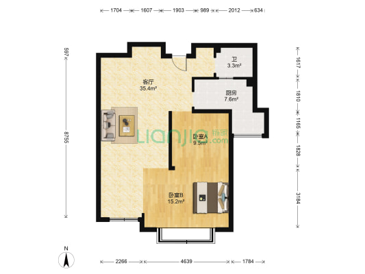 城发康和新城 2室1厅1卫 91平方