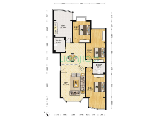 原景晓筑 3室1厅2卫 137平方