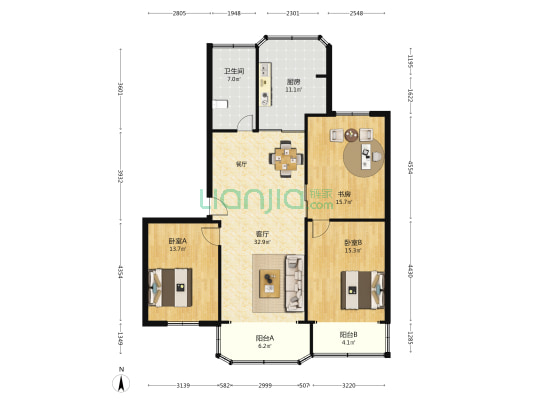 艺康苑(共康路88弄) 3室1厅1卫 120平方