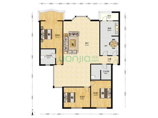 仁和苑(新都) 3室1厅2卫 192平方