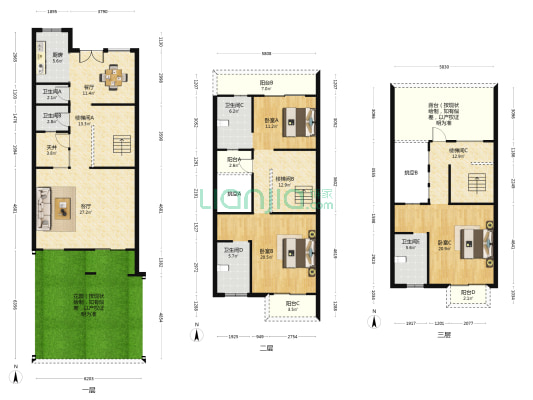 麓湖半山二期 3室2厅5卫 258平方