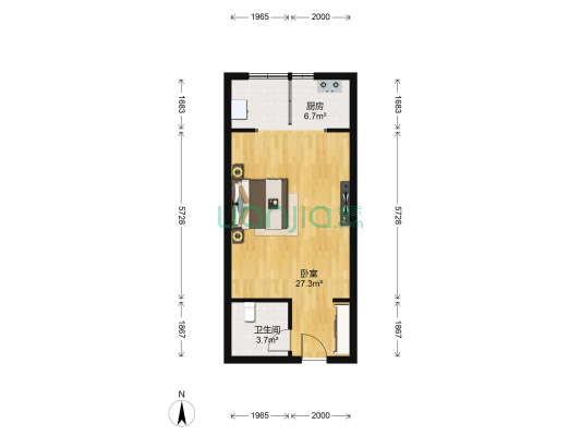 邦友创世小区 1室0厅1卫 51平方