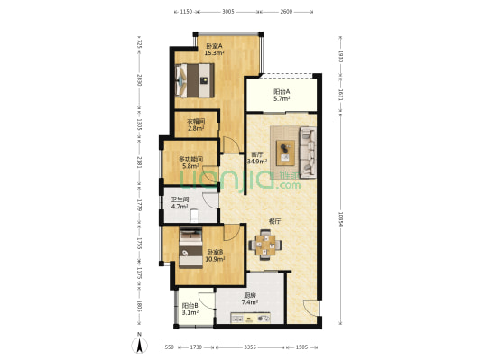 格力海岸三期 3室1厅1卫 102平方