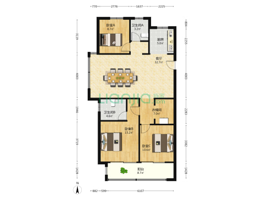 善虹苑 3室1厅2卫 126平方