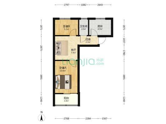 油厂胡同7号院 2室1厅1卫 43平方