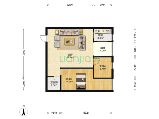 滨江俊园 2室1厅1卫 77平方