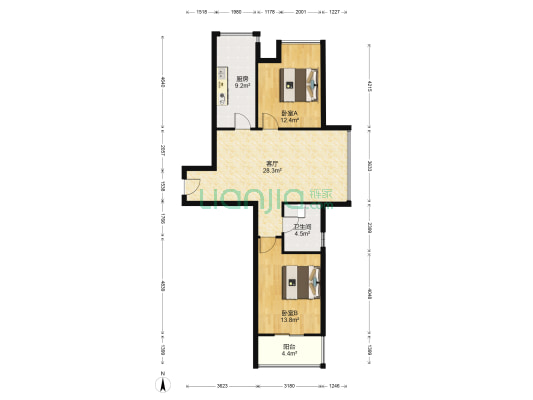石湖星城 2室1厅1卫 91平方