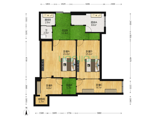 东利市营胡同 4室0厅1卫 52平方