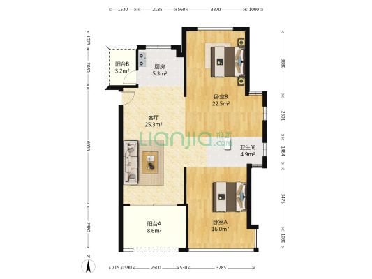 聚江苑 2室1厅1卫 96平方