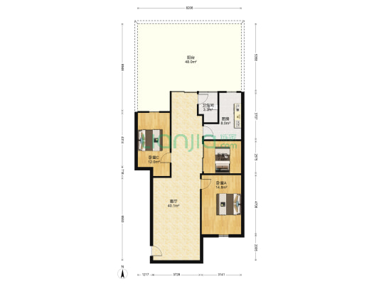 华南苑 3室1厅1卫 97平方
