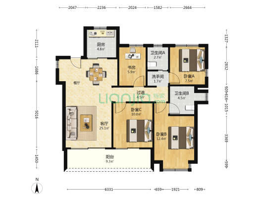 绿城燕语春风 4室1厅3卫 120平方
