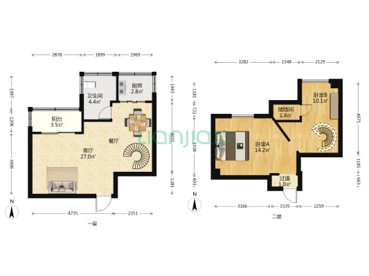 紫金苑 2室1厅1卫 40平方
