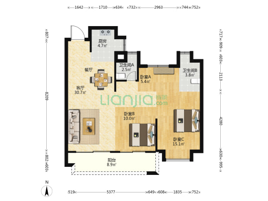 福清嘉福铭著 3室1厅2卫 102平方