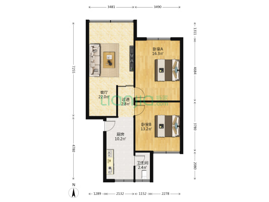 常青路36号 2室1厅1卫 75平方