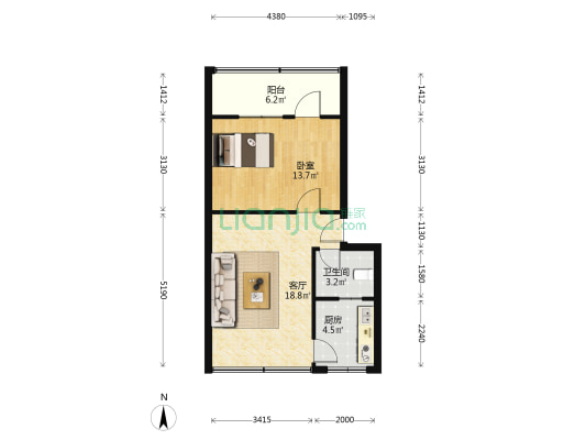 郑州路东段98号 1室1厅1卫 59平方