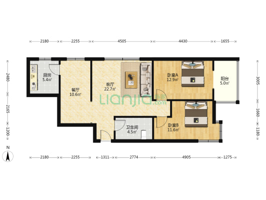 美泰金座 2室2厅1卫 99平方