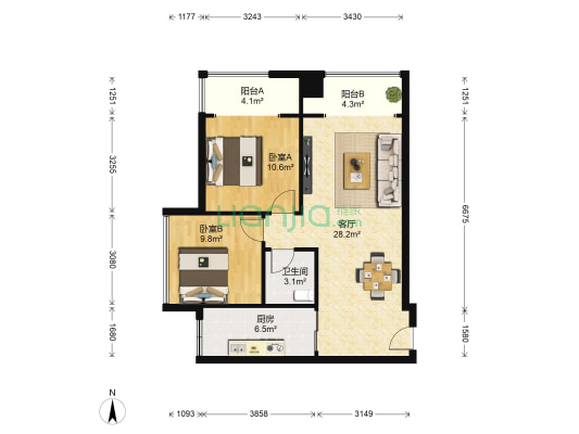 第五街一期 2室1厅1卫 86平方