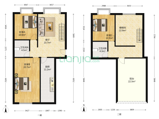 阳光馥园 3室1厅2卫 142平方