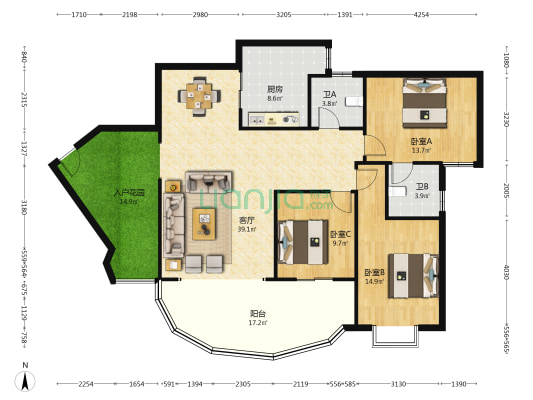 御水铭都 3室1厅2卫 139平方