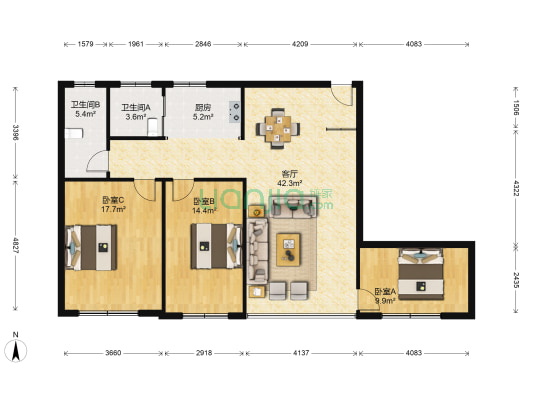 嘉兴巷137号 3室1厅2卫 123平方