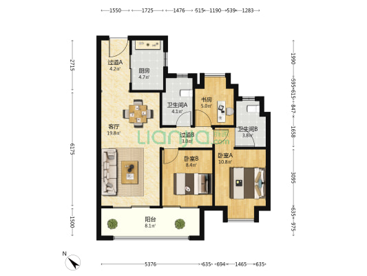招商·武汉城建未来中心 3室1厅2卫 97平方