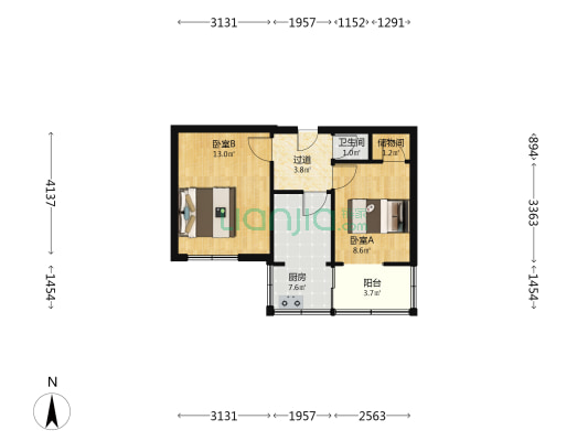 二十二中宿舍 2室0厅1卫 41平方