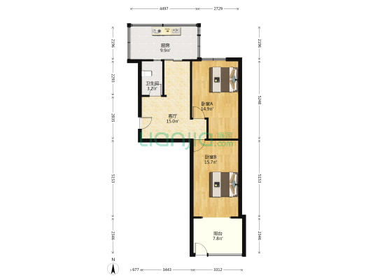 建材宿舍（振头） 2室1厅1卫 63平方