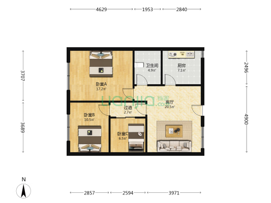 壮志路15号 3室1厅1卫 80平方