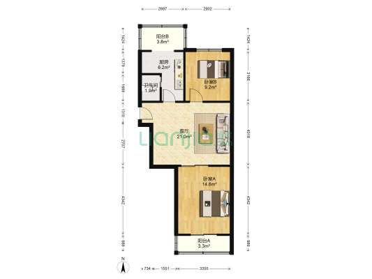 林容里 2室1厅1卫 76平方